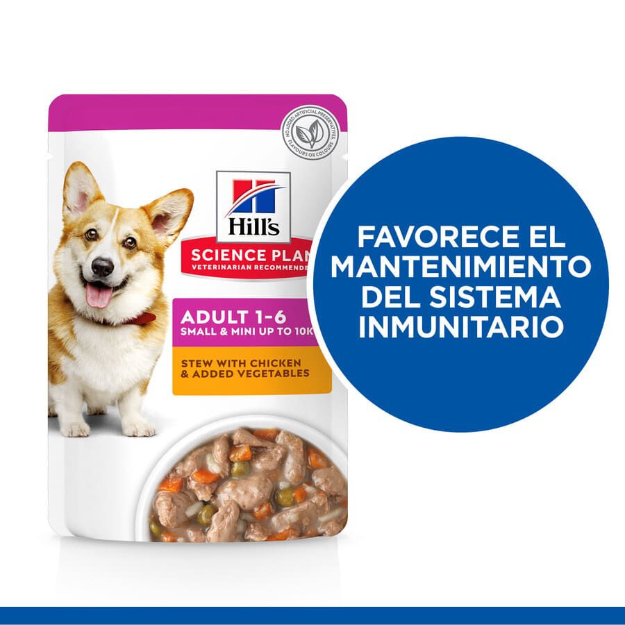 12 saquetas x 80 g Hill's Science Plan Adult Smalle Mini Estufado de Frango Saquetas para c&atilde;es Pack poupan&ccedil;a!, , large Imagem n&uacute;mero 3